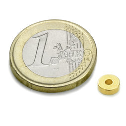 R-06-02-02-G, Ring magnet Ø 6/2 mm, height 2 mm, neodymium, N45, gold-plated