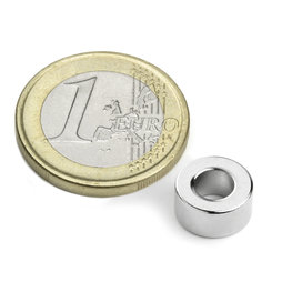R-10-05-05-DN, Ringmagneet Ø 10/5 mm, hoogte 5 mm, neodymium, N45, vernikkeld, diametral gemagnetiseerd