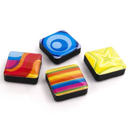 SALE-053/colors, Icons Psychedelisch, decoratiemagneten vierkant, set van 4, Psychedelisch