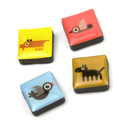 SALE-053/animals, Icons Dieren, decoratiemagneten vierkant, set van 4, Dieren