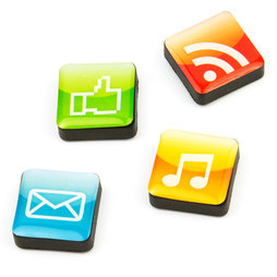 SALE-053/apps, Icons Apps, Decoratiemagneten vierkant, Set van 4 stuks, Apps