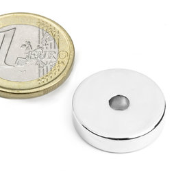 R-20-04-05-N, Ringmagneet Ø 20/4,2 mm, hoogte 5 mm, neodymium, N45, vernikkeld