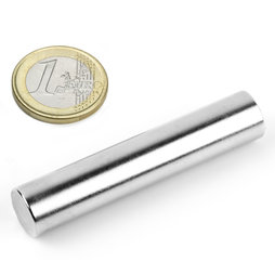 S-12-60-N, Staafmagneet Ø 12 mm, hoogte 60 mm, neodymium, N38, vernikkeld