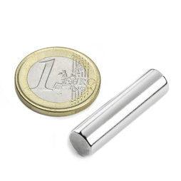 S-08-30-N, Staafmagneet Ø 8 mm, hoogte 30 mm, neodymium, N42, vernikkeld