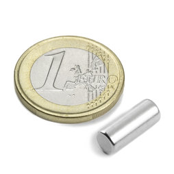 S-05-14-N, Staafmagneet Ø 5 mm, hoogte 13,96 mm, neodymium, N45, vernikkeld