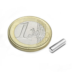 S-03-10-N, Staafmagneet Ø 3 mm, hoogte 10 mm, neodymium, N45, vernikkeld