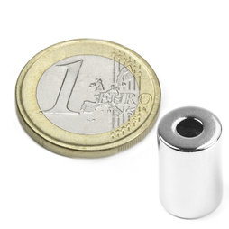 R-10-04-15-N, Ring magnet Ø 10/4 mm, height 15 mm, neodymium, N42, nickel-plated