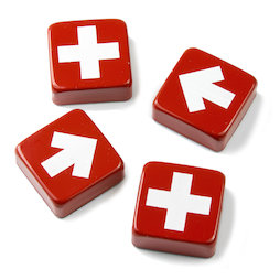 SALE-097, Swiss & Arrow, koelkastmagneten met kruizen en pijlen, set van 4