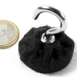 M-HOOK-32/black, Magneethakenset met bescherming tegen krassen, sokkel met vilt omvat, zwart