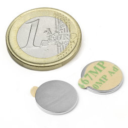 S-13-01-STIC, Schijfmagneet (zelfklevend) Ø 13 mm, hoogte 1 mm, neodymium, N35, vernikkeld