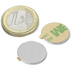 Schijfmagneet (zelfklevend) Ø 18 mm, hoogte 1 mm