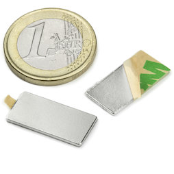 Q-20-10-01-STIC, Blokmagneet (zelfklevend) 20 x 10 x 1 mm, neodymium, N35, vernikkeld