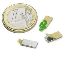 Q-10-05-01-STIC, Blokmagneet (zelfklevend) 10 x 5 x 1 mm, neodymium, N35, vernikkeld