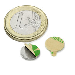 S-10-01-STIC, Schijfmagneet (zelfklevend) Ø 10 mm, hoogte 1 mm, neodymium, N35, vernikkeld