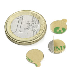 S-10-0.6-STIC, Schijfmagneet (zelfklevend) Ø 10 mm, hoogte 0,6 mm, neodymium, N35, vernikkeld