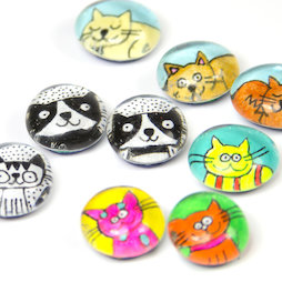 LIV-121, Katten, handgemaakte koelkastmagneten, set van 3