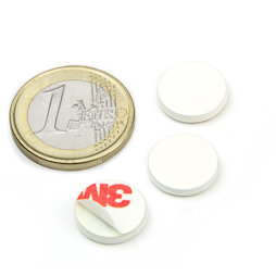 PAS-13-W, Metalen schijfje zelfklevend, wit, Ø 13 mm, als tegenstuk voor magneten, geen magneet!
