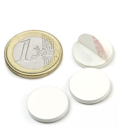 PAS-16-W, Metalen schijfje zelfklevend wit Ø 16 mm, als tegenstuk voor magneten, geen magneet!