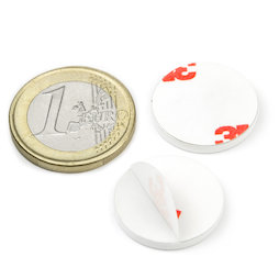 PAS-20-W, Metalen schijfje zelfklevend, wit, Ø 20 mm, als tegenstuk voor magneten, geen magneet!
