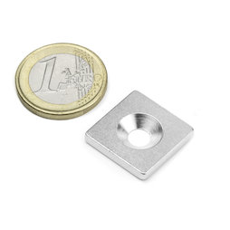 Metalen plaatje met verzonken gat 20 x 20 x 3 mm