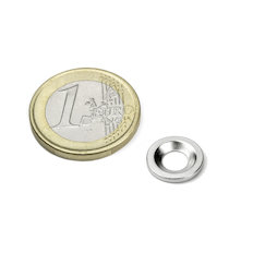 MD-12, Metalen schijfje met verzonken gat Ø 12 mm, als tegenstuk voor magneten, geen magneet!