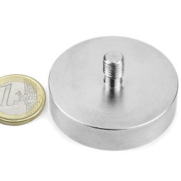 GTN-48, Potmagneet met draadstift, Ø 48 mm, Schroef-draad M8, houdkracht ca. 85 kg