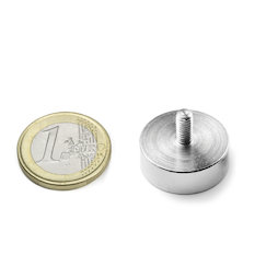 GTN-20, Potmagneet met draadstift, Ø 20 mm, Schroef-draad M4, houdkracht ca. 12 kg