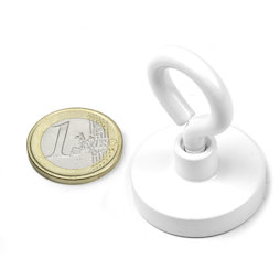 OTNW-32, Potmagneet met ring wit Ø 32,3 mm, met poedercoating, schroefdraad M5