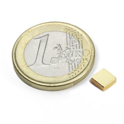 Q-05-05-02-G, Blokmagneet 5 x 5 x 2 mm, neodymium, N45, verguld