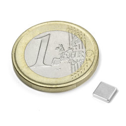 Q-CDM50-N, Blokmagneet 5 x 5 x 1,2 mm, neodymium, N50, vernikkeld