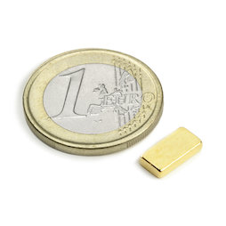 Q-10-05-02-G, Blokmagneet 10 x 5 x 2 mm, neodymium, N50, verguld