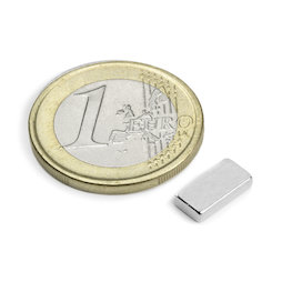 Q-10-05-02-N, Blokmagneet 10 x 5 x 2 mm, neodymium, N50, vernikkeld