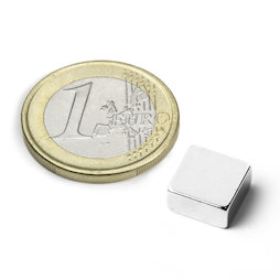 Q-10-10-03-N, Blokmagneet 10 x 10 x 3 mm, neodymium, N42, vernikkeld
