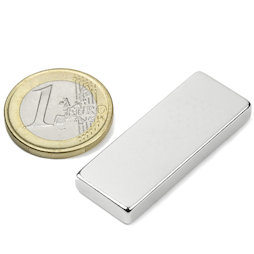 Q-40-15-05-N, Blokmagneet 40 x 15 x 5 mm, neodymium, N40, vernikkeld