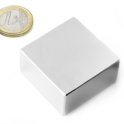 Q-40-40-20-N, Block magnet 40 x 40 x 20 mm, neodymium, N42, nickel-plated