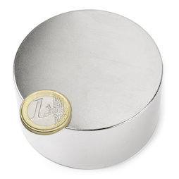 S-70-35-N, Schijfmagneet Ø 70 mm, hoogte 35 mm, neodymium, N45, vernikkeld