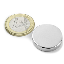 S-25-05-N, Schijfmagneet Ø 25 mm, hoogte 5 mm, neodymium, N42, vernikkeld