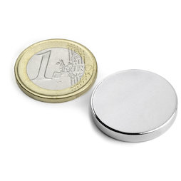 S-25-03-N, Schijfmagneet Ø 25 mm, hoogte 3 mm, neodymium, N45, vernikkeld