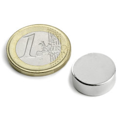 S-15-05-N, Schijfmagneet Ø 15 mm, hoogte 5 mm, neodymium, N42, vernikkeld