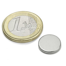 S-13-02-N, Schijfmagneet Ø 13 mm, hoogte 2 mm, neodymium, N45, vernikkeld