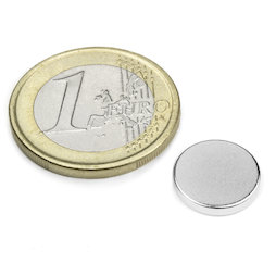 S-12-02-N, Schijfmagneet Ø 12 mm, hoogte 2 mm, neodymium, N45, vernikkeld
