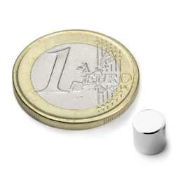 S-06-06-N, Schijfmagneet Ø 6 mm, hoogte 6 mm, neodymium, N48, vernikkeld