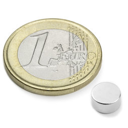 S-06-03-N, Schijfmagneet Ø 6 mm, hoogte 3 mm, neodymium, N45, vernikkeld