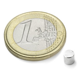 S-04-04-N, Schijfmagneet Ø 4 mm, hoogte 4 mm, neodymium, N45, vernikkeld