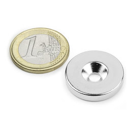 CS-S-23-04-N, Schijfmagneet Ø 23 mm, hoogte 4 mm, met verzonken gat, N35, vernikkeld