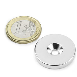 CS-S-27-04-N, Schijfmagneet Ø 27 mm, hoogte 4 mm, met verzonken gat, N35, vernikkeld