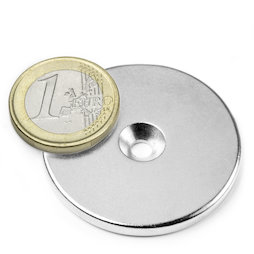 CS-S-42-04-N, Schijfmagneeet Ø 42 mm, hoogte 4 mm, met verzonken gat, N35, vernikkeld