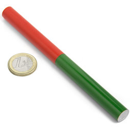 EDU-9, Staafmagneet rond, 150 x 12 mm, van AlNiCo5, rood-groen gemoffeld