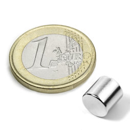 S-08-08-N, Schijfmagneet Ø 8 mm, hoogte 8 mm, neodymium, N45, vernikkeld