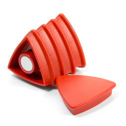 BX-TR30/red, Boston Xtra driehoekig, set met 5 kantoormagneten neodymium, driehoekig, rood